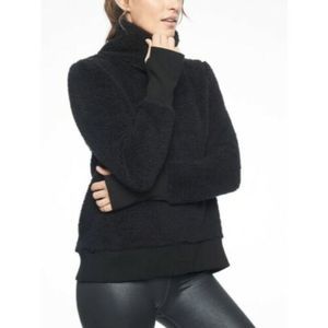 Athleta Nirvana Black Sherpa Funnel Neck Fleece Sweatshirt